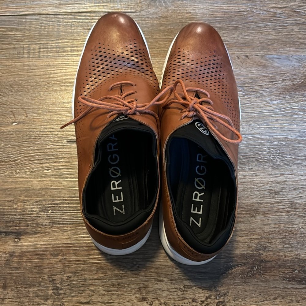 Cole Haan Brown Leather Oxford Sneakers with White Soles - Picture 4 of 6